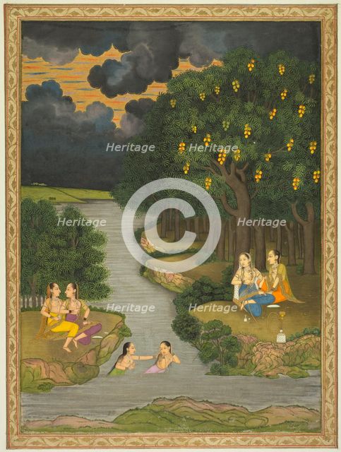 Women Enjoying the River at the Forest’s Edge, c. 1765. Creator: Hunhar II (Indian, active mid-1700s), style of.