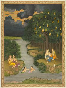 Women enjoying the river at the forest’s edge, c. 1765. Creator: Hunhar II (Indian, active mid-1700s), style of