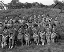Women from the ICI powder works in a group photograph, South Yorkshire, 1962. Creator: Michael Walters