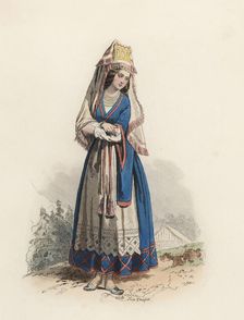 Women from Vialka (Russia) color engraving 1870