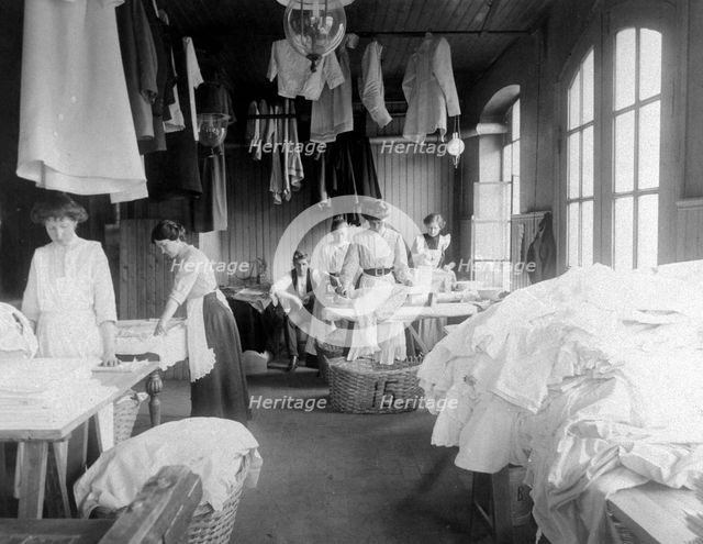 Women in a laundry, Landskrona, Sweden, 1910. Creator: Unknown.