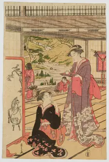 Women in a Mansion with a Garden, 1790. Creator: Hosoda Eishi