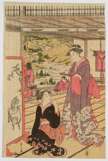 Women in a Mansion with a Garden, 1790. Creator: Hosoda Eishi