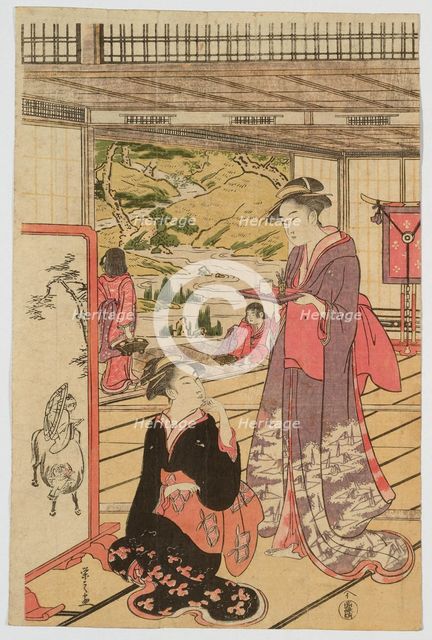 Women in a Mansion with a Garden, 1790. Creator: Hosoda Eishi.