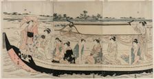 Women in a Pleasure Boat on the Sumida River, early 1790s. Creator: Ch?bunsai Eishi (Japanese, 1756-1829)