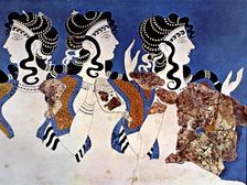 Women in Blue fresco in the Palace of Knossos