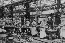 Women in brass fitting shop, Eng. [i.e. England], between c1915 and 1917. Creator: Bain News Service
