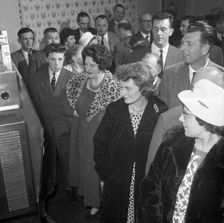 Women in fur coats at a food exhibition, Wilsic, near Doncaster, South Yorkshire, 1961. Artist: Michael Walters