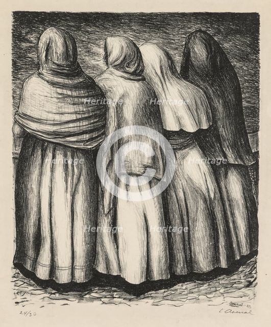 Women in Profile (Mujeres de perfil), 1945. Creator: Luis Arenal (Mexican, 1909-1985).