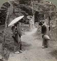 Women in the Kinkaku-ji Temple garden, Kyoto, Japan, 1904. Artist: Underwood & Underwood