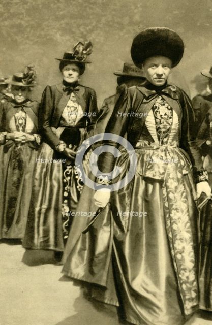 Women in traditional costume, Schruns, Vorarlberg, Austria, c1935.  Creator: Unknown.