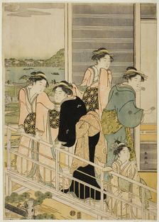 Women on a Balcony of a Yoshiwara Teahouse, c. 1780s. Creator: Katsukawa Shuncho