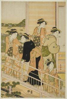 Women on a Balcony of a Yoshiwara Teahouse, c. 1780s. Creator: Katsukawa Shuncho