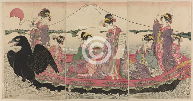 Women on a boat at New Year imitating the Seven Gods of Good Fortune, n.d. Creator: Utagawa Toyokuni I.