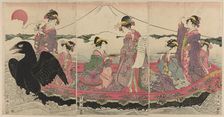 Women on a boat at New Year imitating the Seven Gods of Good Fortune, n.d. Creator: Utagawa Toyokuni I