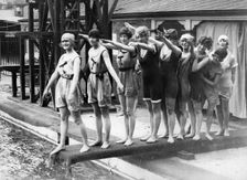 Women on a diving board, c1910-1929. Creator: Unknown
