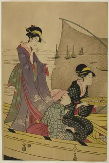Women on a Fishing Boat, c. 1780/1800. Creator: Chokosai Eisho