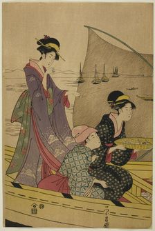 Women on a Fishing Boat, c. 1780/1800. Creator: Chokosai Eisho