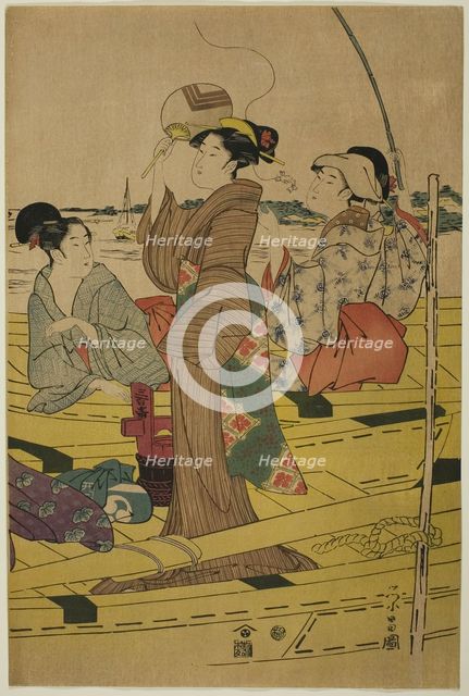 Women on a Fishing Boat, c. 1780/1800. Creator: Chokosai Eisho.