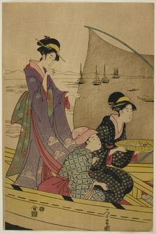 Women on a Fishing Boat, c. 1780/1800. Creator: Chokosai Eisho