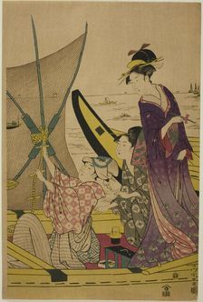Women on a Fishing Boat, c. 1780/1800. Creator: Chokosai Eisho