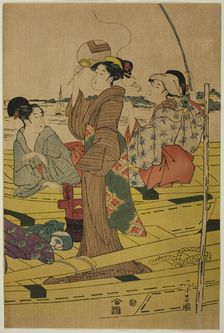 Women on a Fishing Boat, c. 1780/1800. Creator: Chokosai Eisho