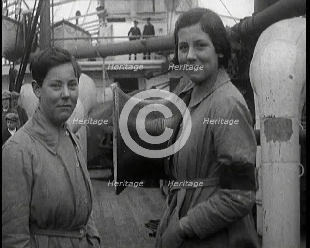 Women On board a Large Ship. They Are Emigrating, 1920. Creator: British Pathe Ltd.