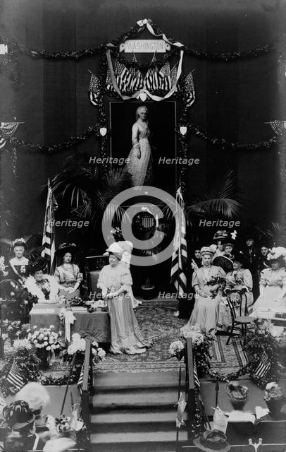 Women on stage at Daughters of the American Revolution convention, Washington, D.C., 1908. Creator: Frances Benjamin Johnston.