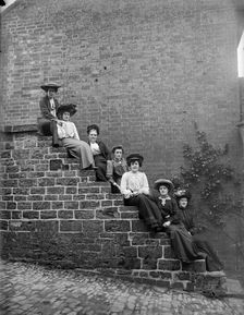 Women on steps, Hellidon, Northamptonshire, c1896-c1920. Artist: Alfred Newton & Sons