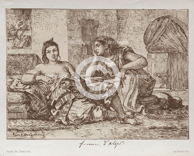 Women of Algiers, 1833. Creator: Eugène Delacroix (French, 1798-1863); Bertauts.