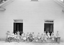 Women of the congregation of Wheeley's Church on steps..., Gordonton, North Carolina, 1939. Creator: Dorothea Lange