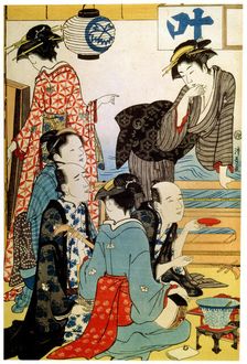 Women of the Gay Quarters (diptych, left part), late 18th or early 19th century. Artist: Torii Kiyonaga