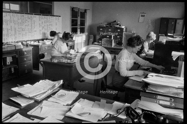 Women office workers, Wear Flint Glass Works, Alfred Street, Millfield, Sunderland, 1961. Creator: Eileen Deste.