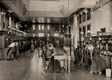 Women operators at the Bell Telephone Company exchange in Montreal, Canada, 1897-1899. Creator: Anonymous