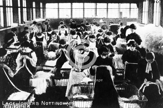 Women lace joiners, Nottingham, Nottinghamshire, c1904. Artist: Unknown