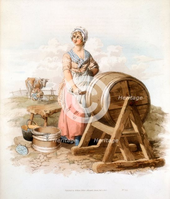 Women making butter, 1808. Creator: William Henry Pyne.