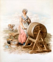 Women making butter, 1808. Creator: William Henry Pyne