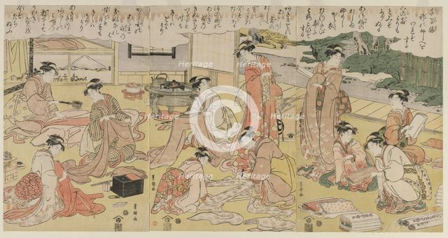 Women Making Clothing, early 1790s. Creator: Utagawa Toyokuni (Japanese, 1769-1825).