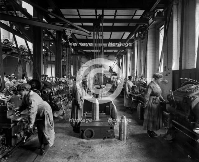 Women manufacturing shell casings, Cunard Shell Works, Bootle, Merseyside, 1917.  Artist: H Bedford Lemere.