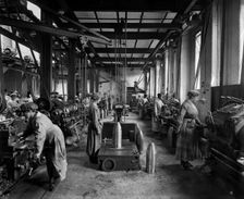 Women manufacturing shell casings, Cunard Shell Works, Bootle, Merseyside, 1917. Artist: H Bedford Lemere
