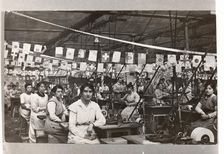 Women sat by their machines, Mackintosh Factory, Halifax, West Yorkshire, 1918