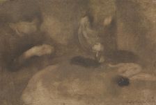 Women Sewing at a Table, ca. 1894-96. Creator: Eugene Carriere