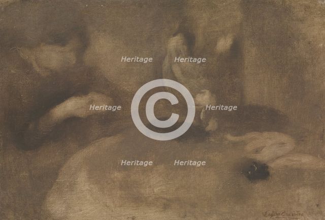 Women Sewing at a Table, ca. 1894-96. Creator: Eugene Carriere.