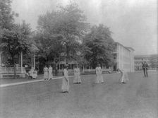 Women student activities - playing croquet, Carlisle Indian School, Carlisle, Pennsylvania, 1901. Creator: Frances Benjamin Johnston