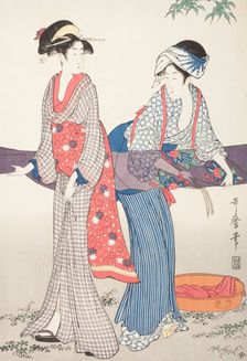 Women Stretching Silk (image 1 of 3), between c1797 and c1798. Creator: Kitagawa Utamaro