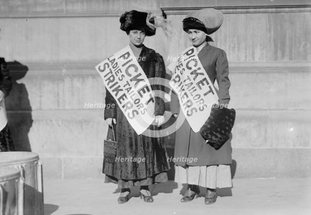 Women strike pickets from Ladies Tailors, New York, 1910. Creator: Bain News Service.