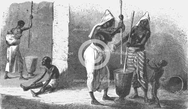 ''Women pounding Millet; Journey from the Senegal to the Niger', 1875. Creator: Unknown.