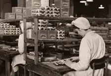 Women packing Dairy Box chocolates, Rowntree factory, York, Yorkshire, 1948