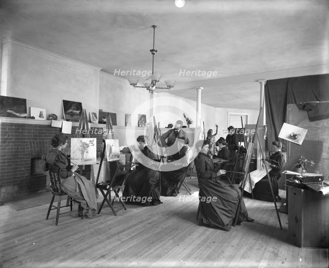 Women painting at easels in a class at the Art Students League, Washington, D.C., c1889. Creator: Frances Benjamin Johnston.
