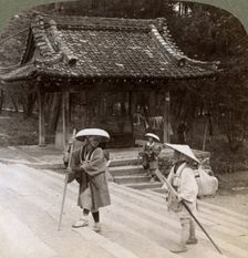 Women pilgrims on the steps of Omuro Gosho (east), Kyoto, Japan, 1904. Artist: Underwood & Underwood